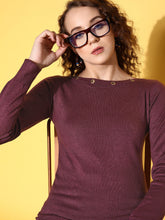 Purple Boat Neck Eyelet Sweater-SASSAFRAS