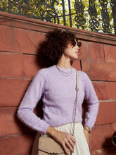 Purple Round Neck Hairy Fur Pullover Sweater-SASSAFRAS