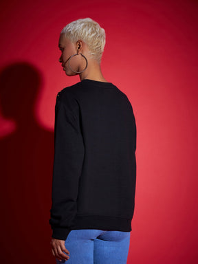 Black Terry Pearl Embellished Oversized Sweatshirt-SASSAFRAS