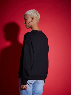 Black Terry Stud Pearl Oversized Sweatshirt-SASSAFRAS