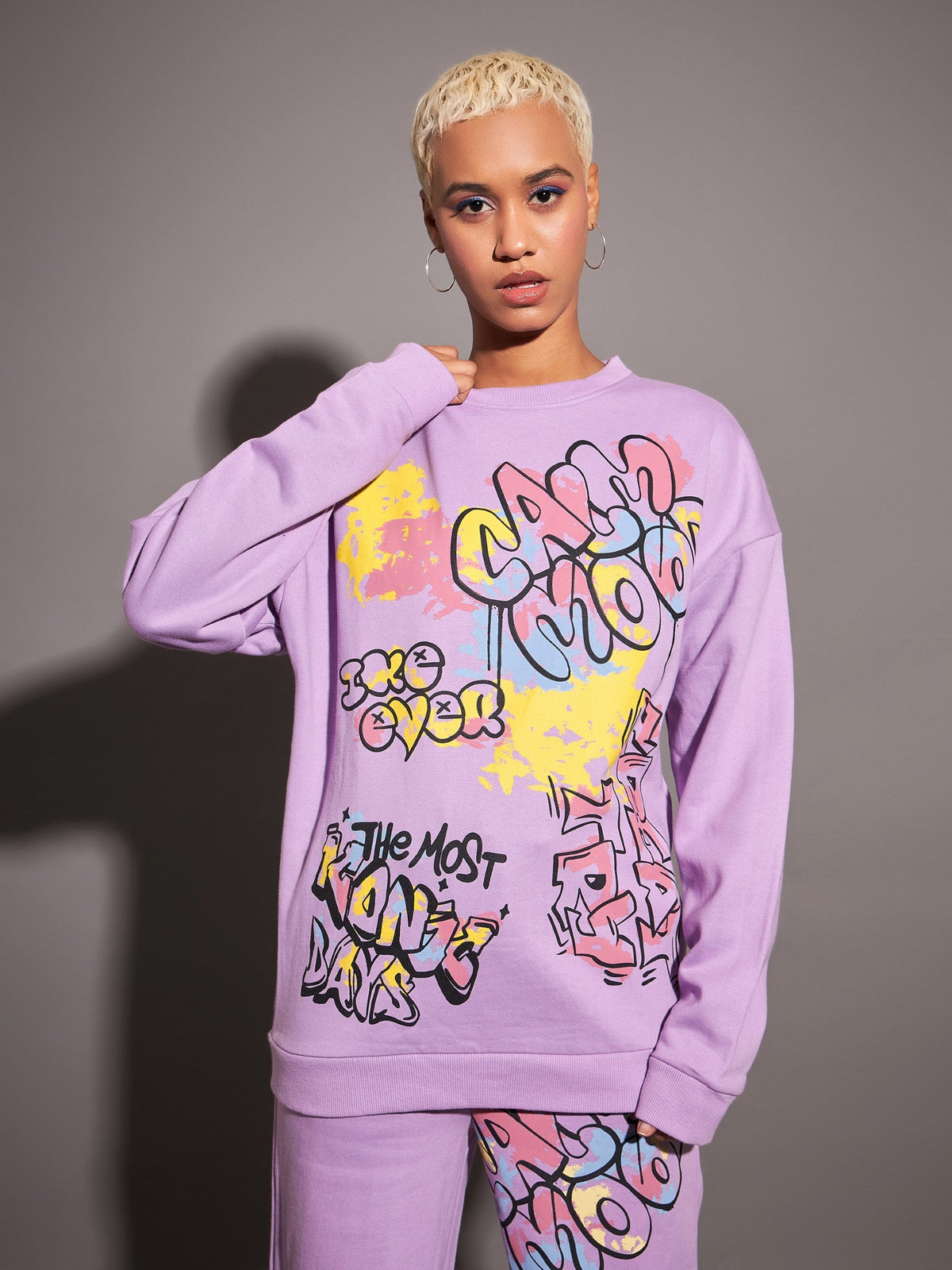 Lavender CALM MOOD Oversized Sweatshirt-SASSAFRAS