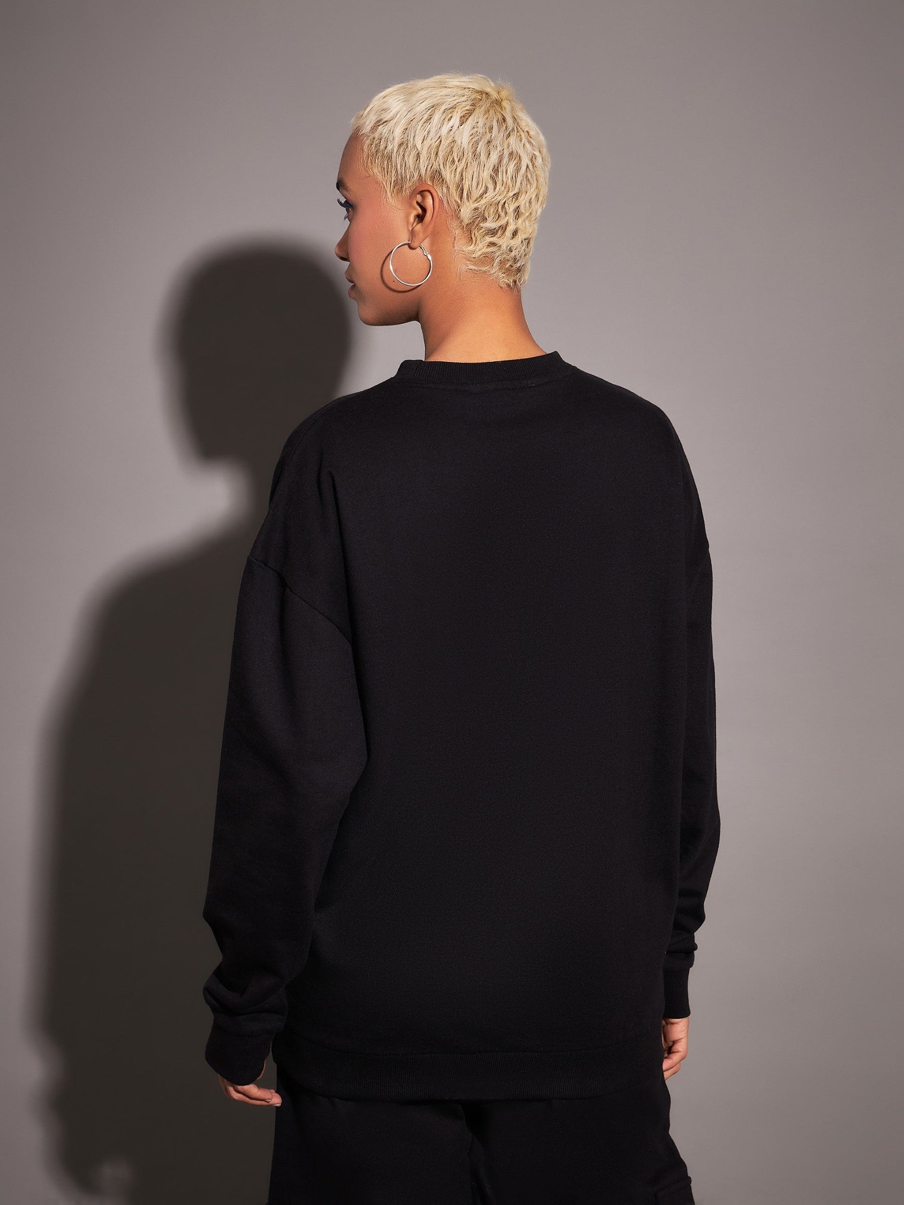 Black EYE Oversized Sweatshirt-SASSAFRAS