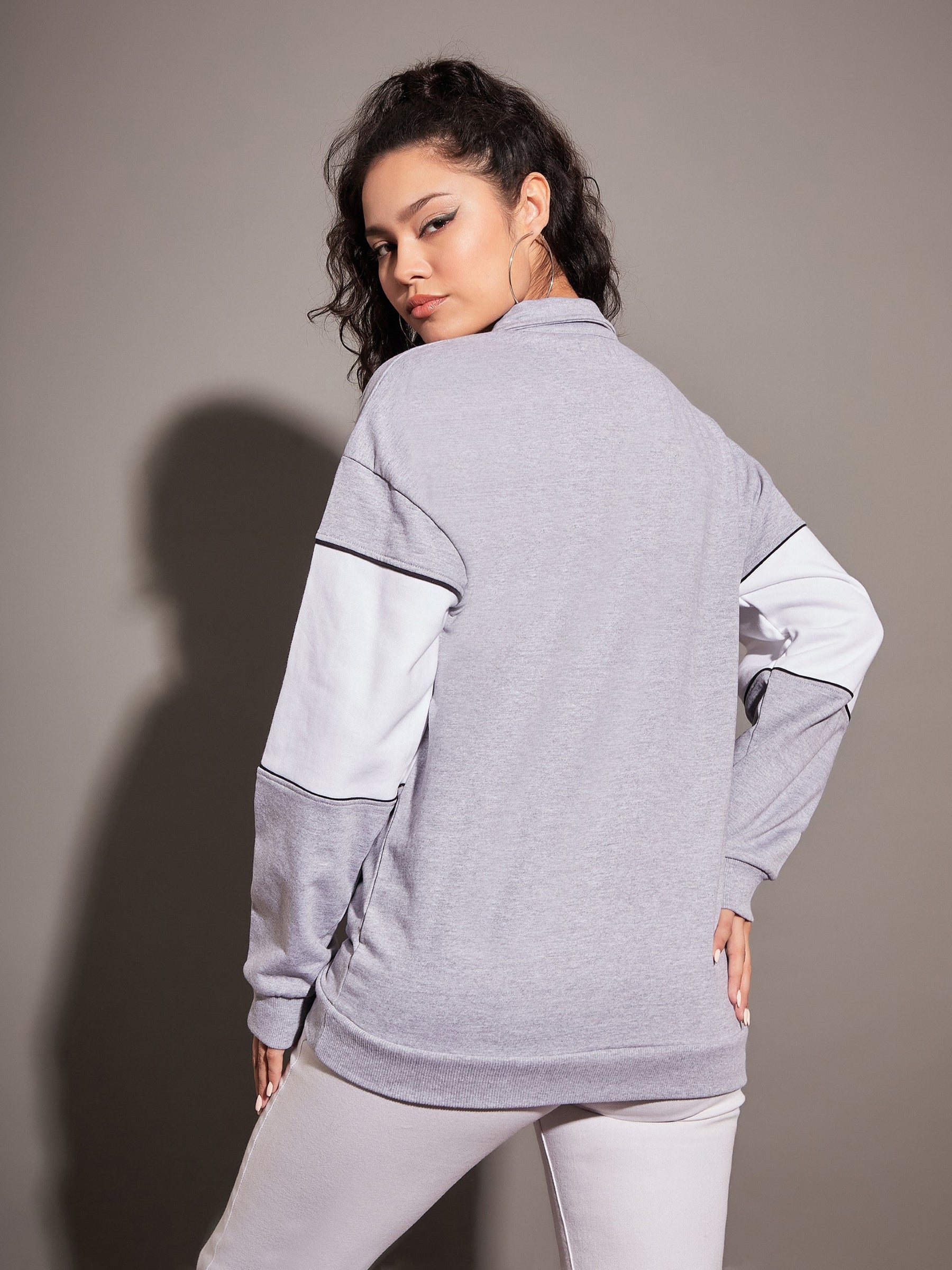 Grey Melange COPENHAGEN Colour Block Sweatshirt-SASSAFRAS