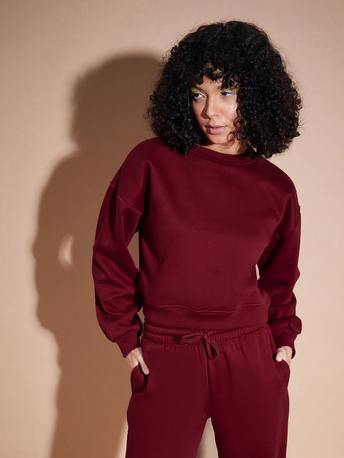 Maroon Premium Fleece Oversized Sweatshirt-SASSAFRAS BASICS