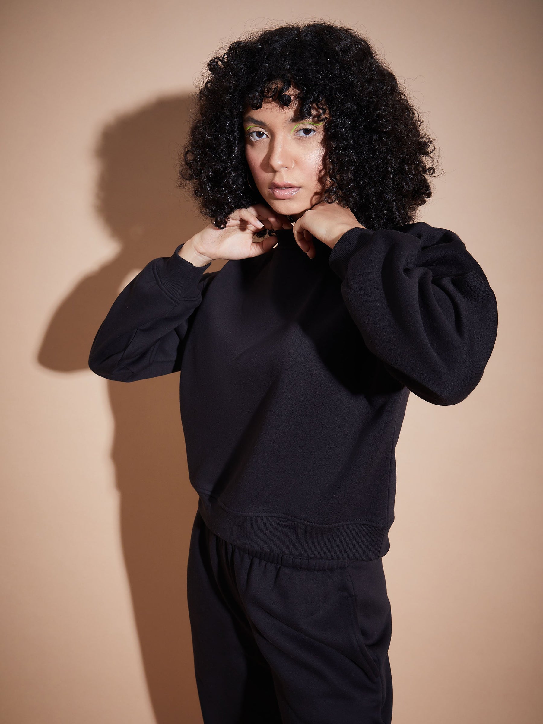 Black Premium Fleece Oversized Sweatshirt-SASSAFRAS BASICS