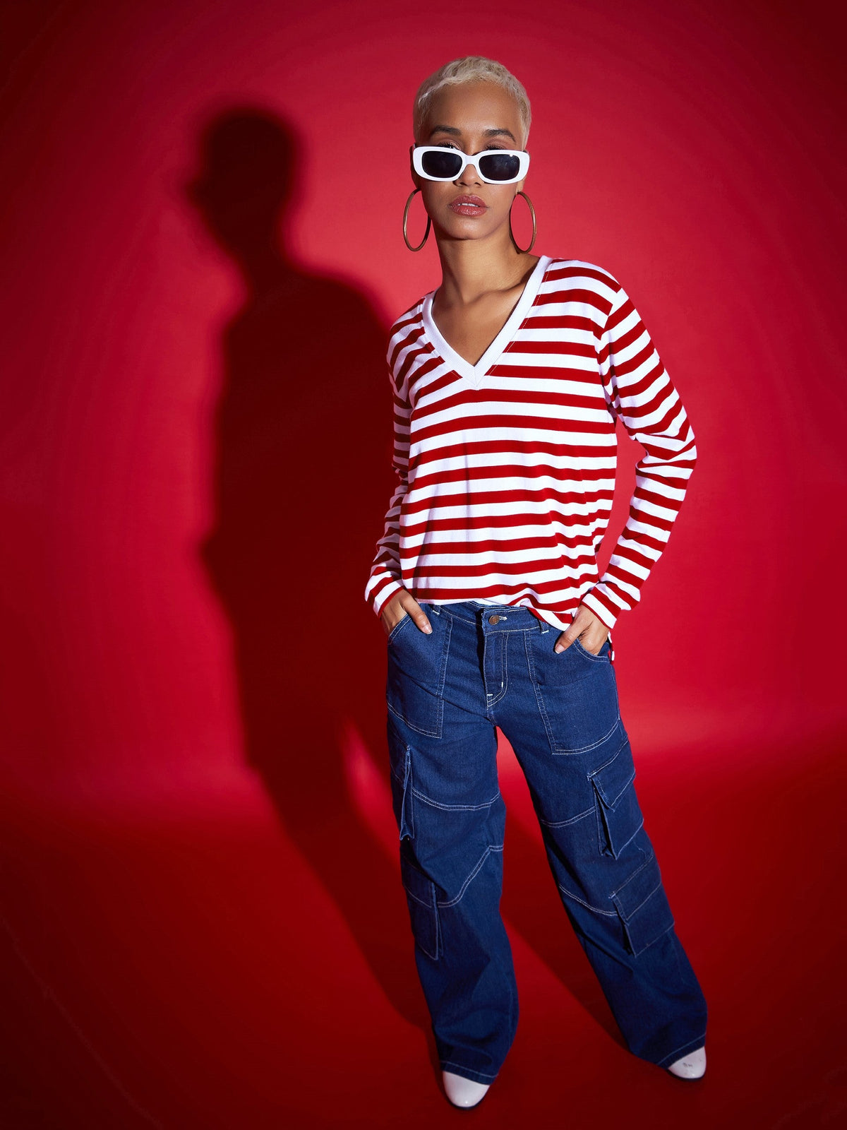 Red & White Striped Sweater-SASSAFRAS