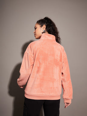 Pink Fur CALIFORNIA Embroidered High Neck Sweatshirt-SASSAFRAS