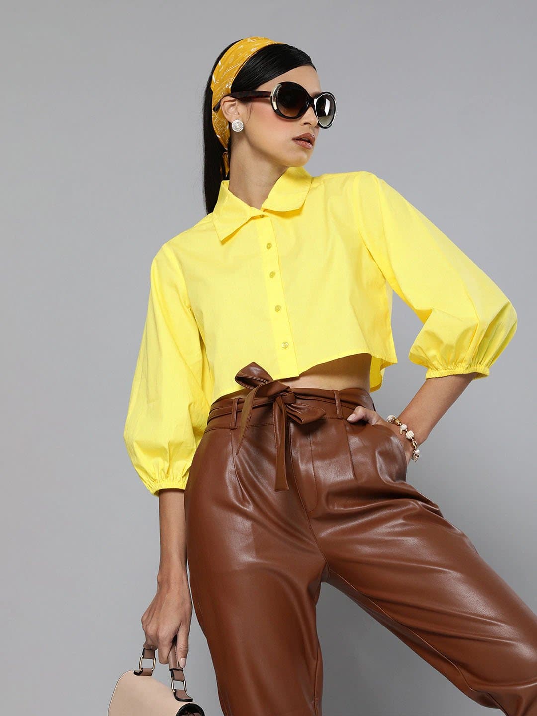 Yellow Loose Fit Shirt Style Top-Tops-SASSAFRAS