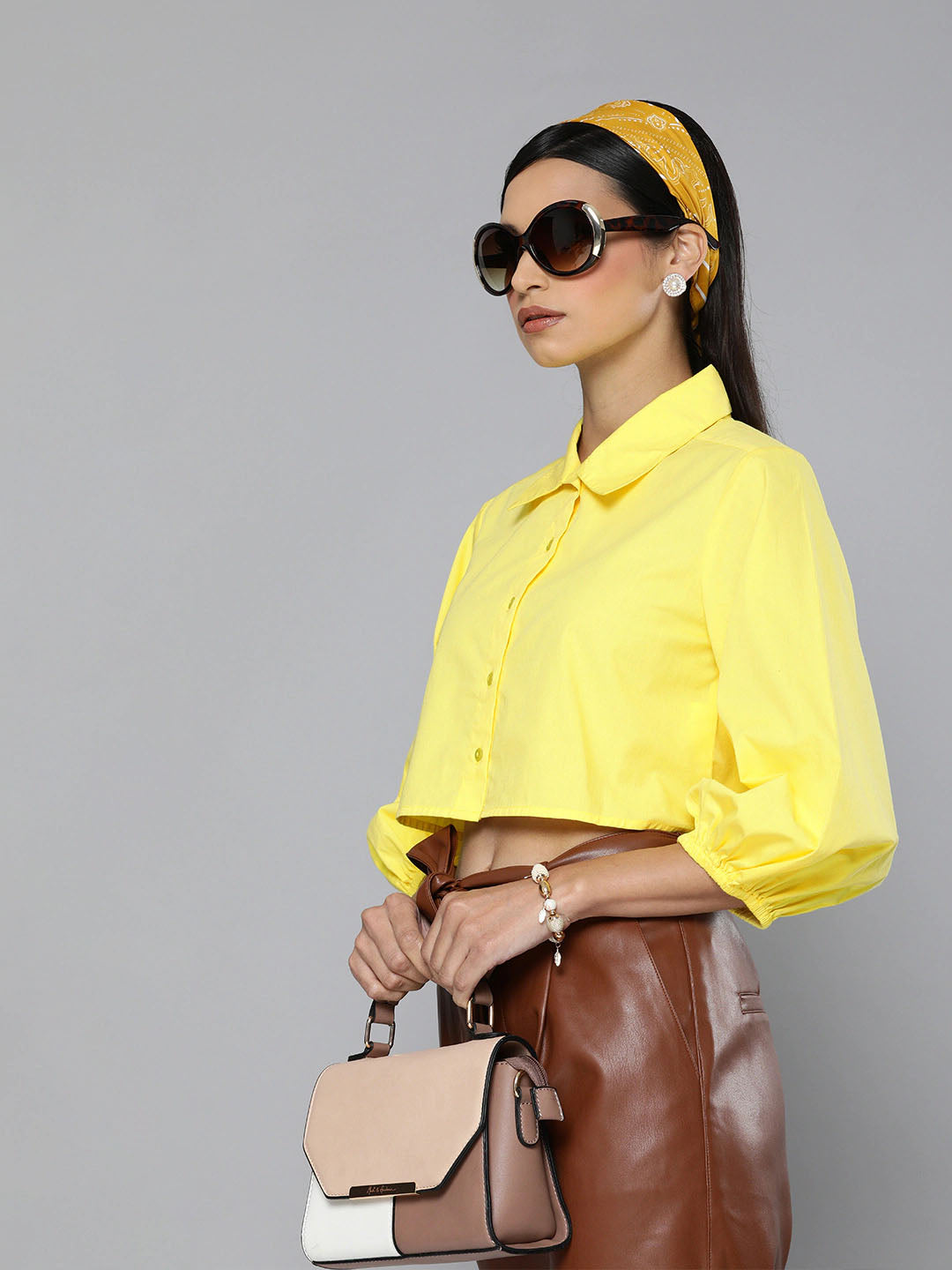 Yellow Loose Fit Shirt Style Top