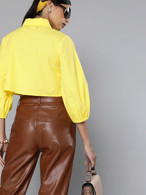 Yellow Loose Fit Shirt Style Top