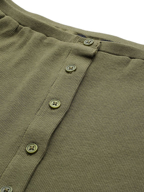Olive Front Button Bardot Crop Top