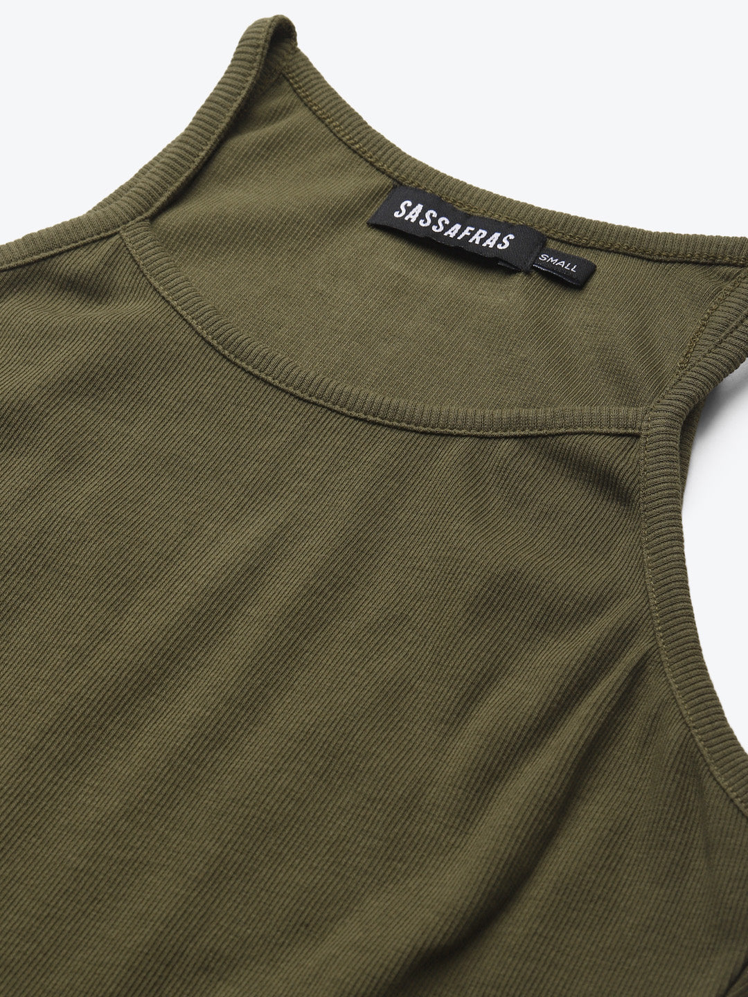 Olive Strappy Box Back Crop Top