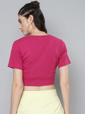 Fuchsia Rouched Crop Top