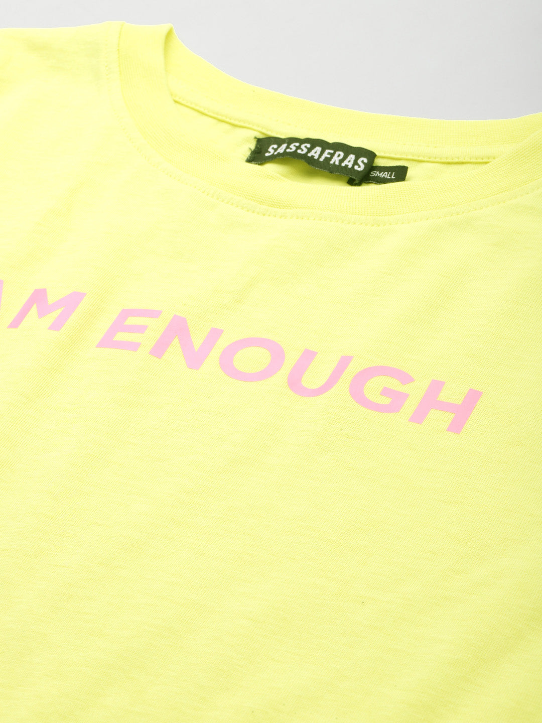 Yellow I-Am-Enough Crop Boxy T-Shirt