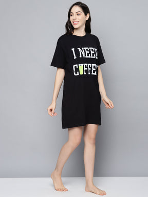 Black I-Need-Coffee Sleepshirt