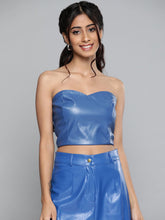 Royal Blue PU Bustier Strappy Top-Tops-SASSAFRAS