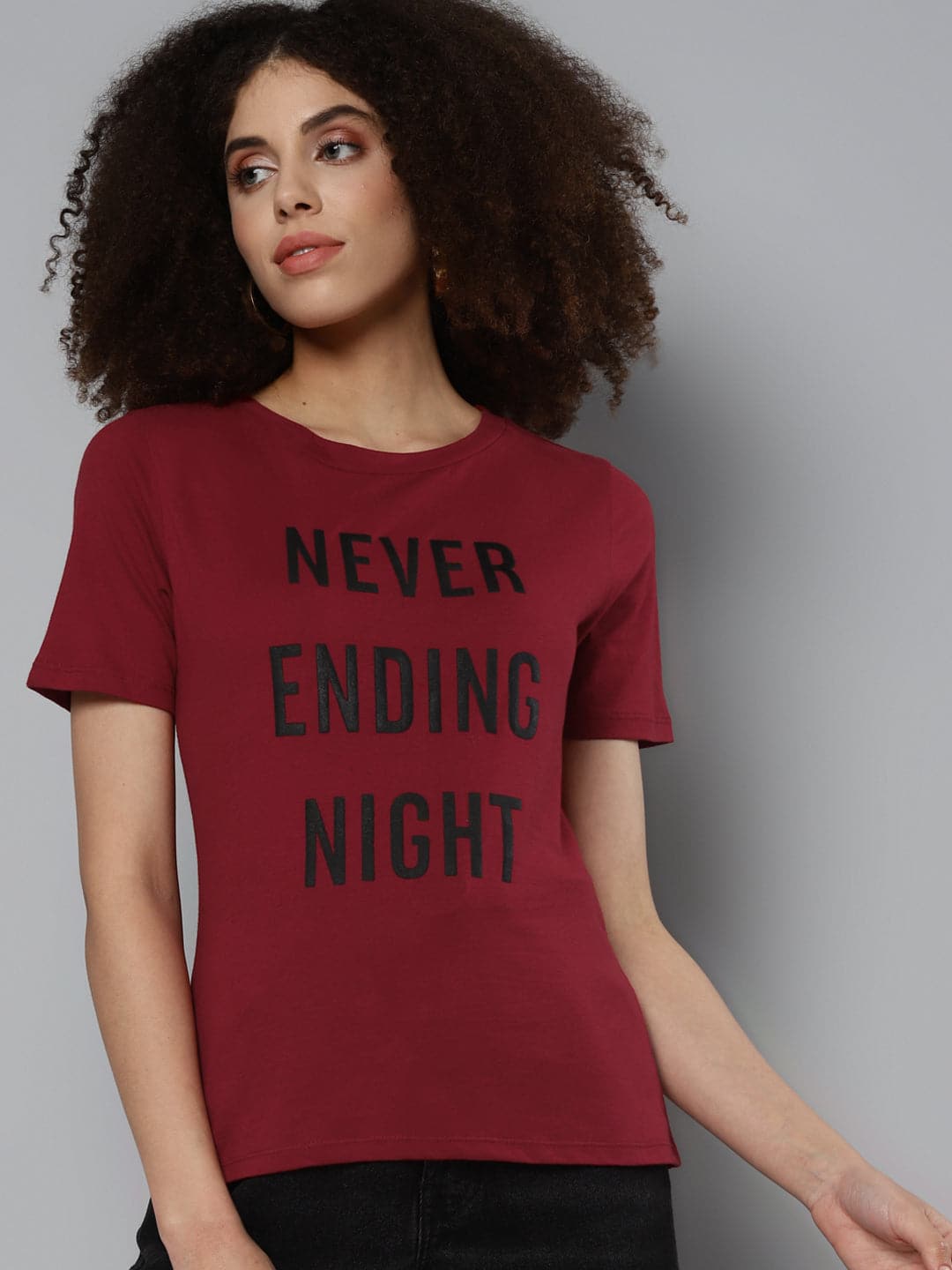 Maroon NEVER ENDING NIGHT T-Shirt-T-Shirts-SASSAFRAS