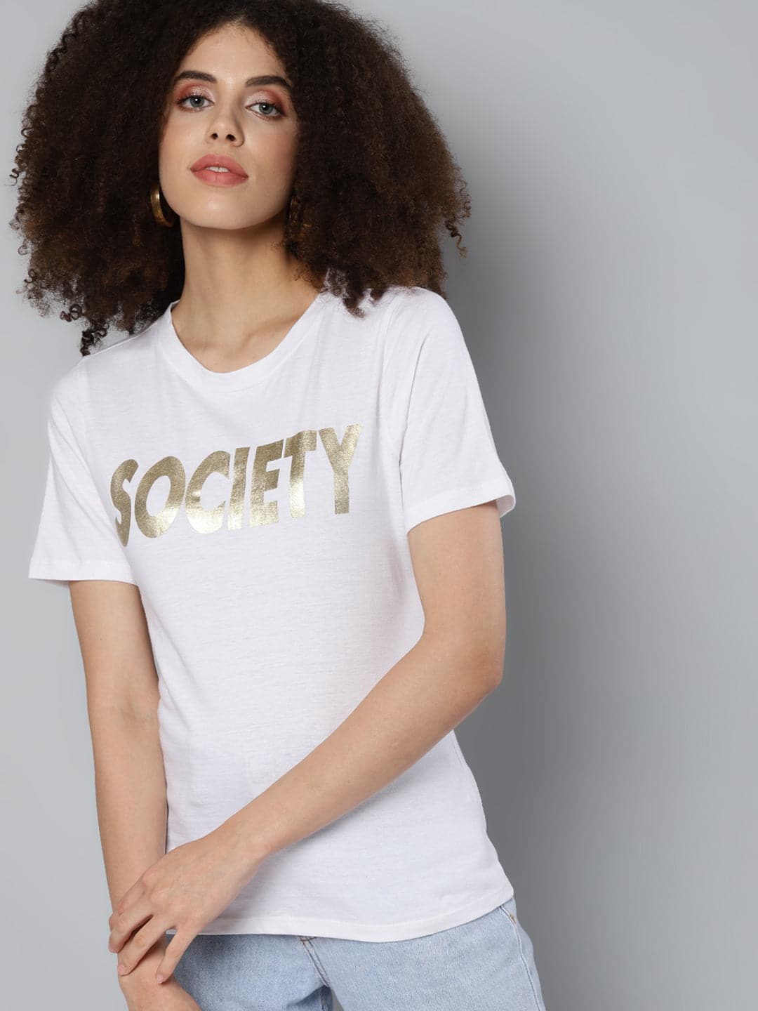 White SOCIETY Print T-Shirt-T-Shirts-SASSAFRAS