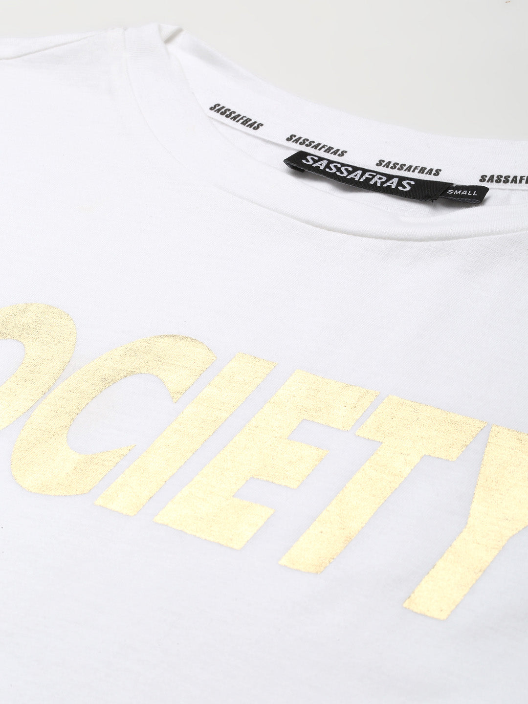White SOCIETY Print T-Shirt