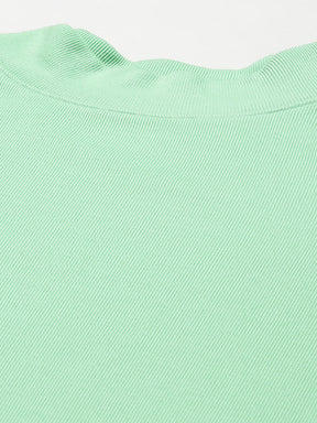 Mint Green Rib Full Sleeve Basic Top