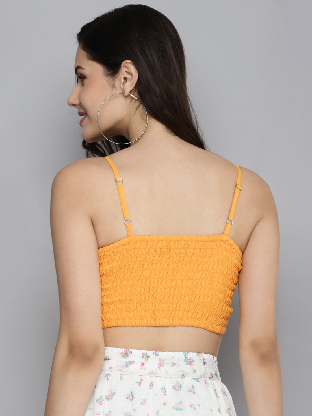 Women Orange Strappy Bow Detail Bustier Top