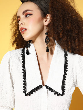 Women White Chelsea Lace Collar Crop Top