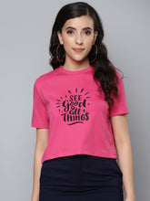 Women Fuchsia SEE GOOD Boxy Crop T-Shirt-T-Shirts-SASSAFRAS