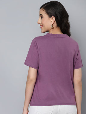 Women Purple EVERYTHING IS ALRIGHT Regular T-shirt