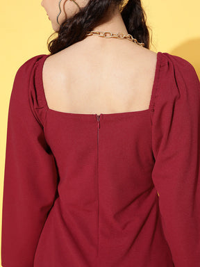 Red Canton Front Twisted Knot Top-SASSAFRAS
