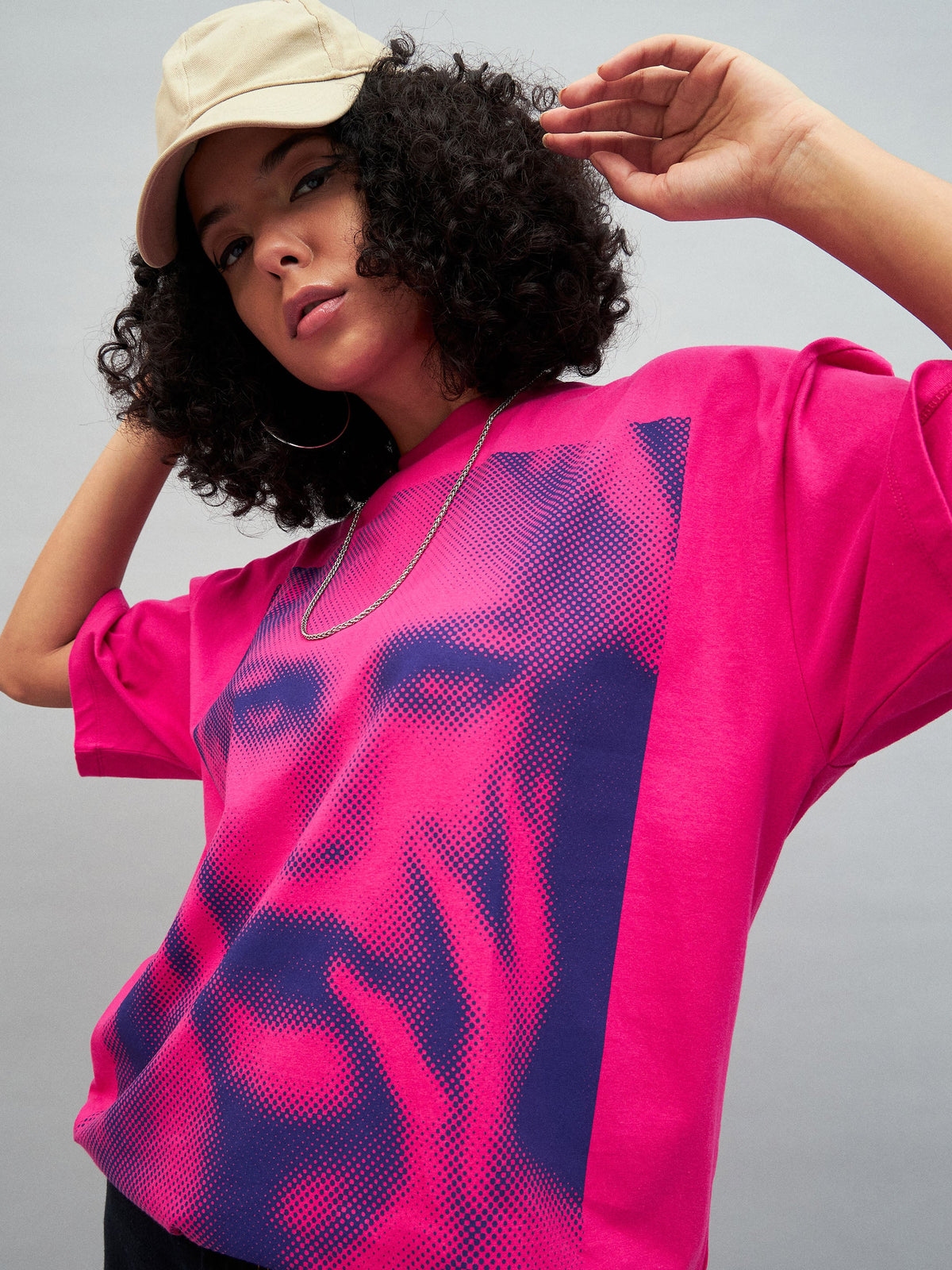 Barbie Pink Photographic Print Oversized T-shirt-SASSAFRAS