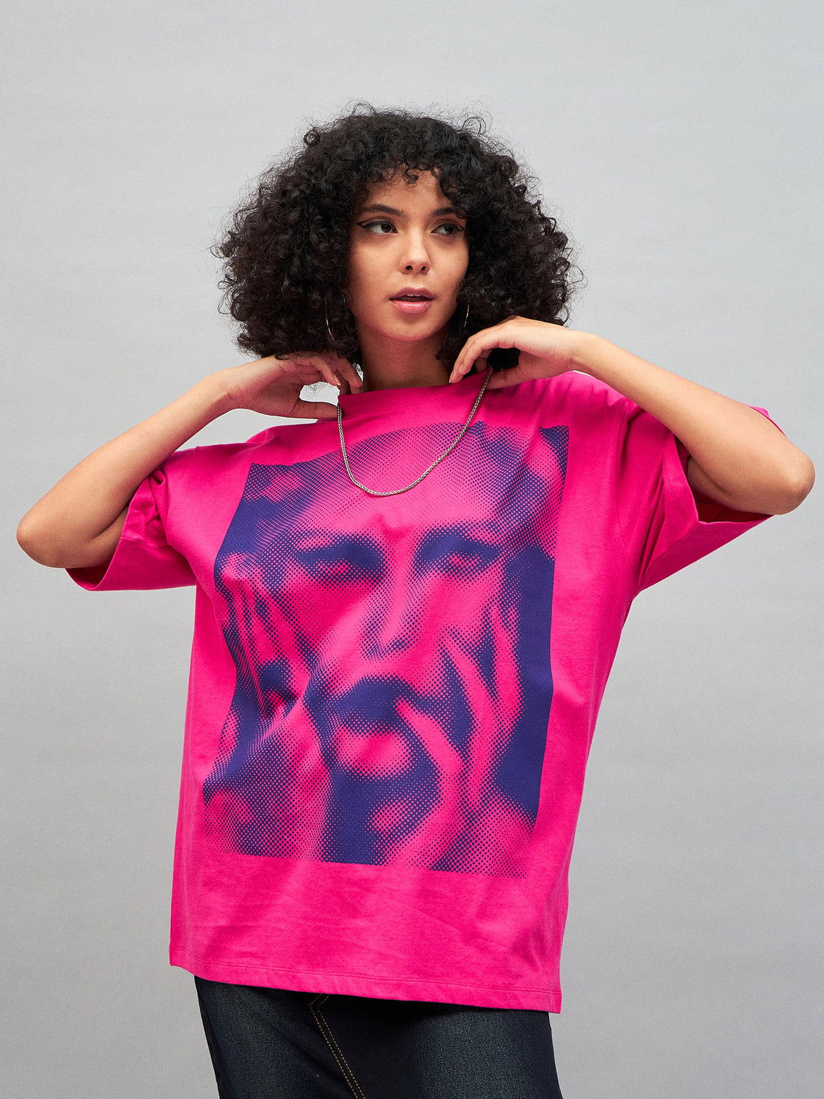 Barbie Pink Photographic Print Oversized T-shirt-SASSAFRAS