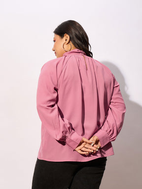 Onion Pink Front Twisted Detail Top-SASSAFRAS Curve