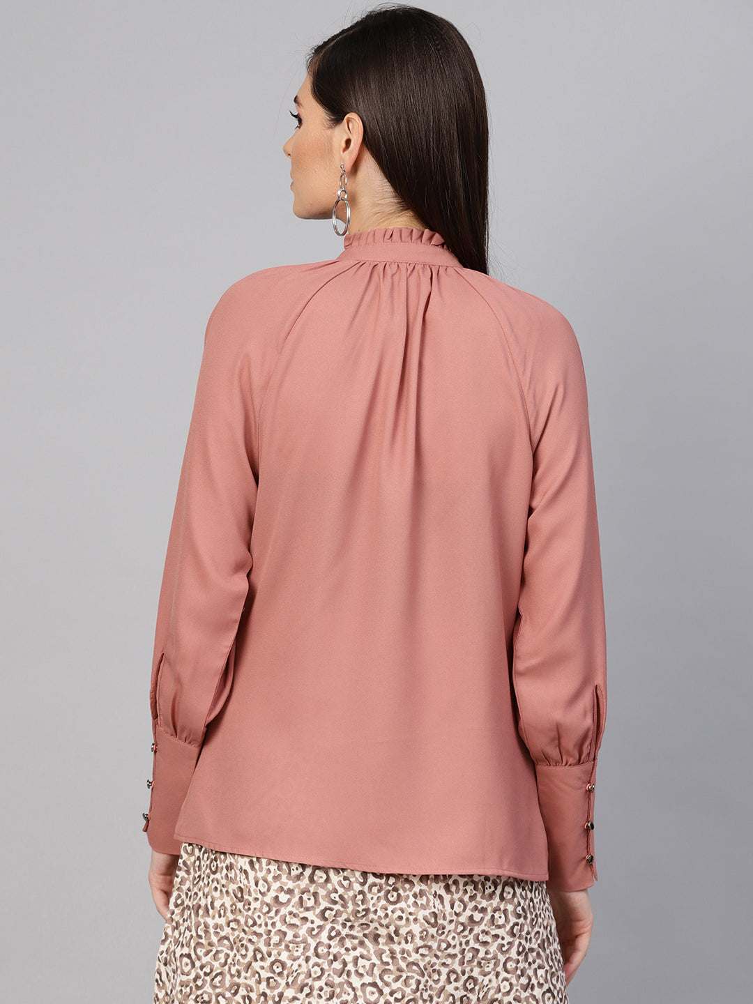 Baked Pink Pleated Collar Top