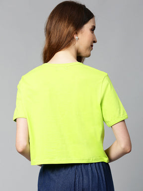 Neon Green Just-Another-Day Crop T-Shirt