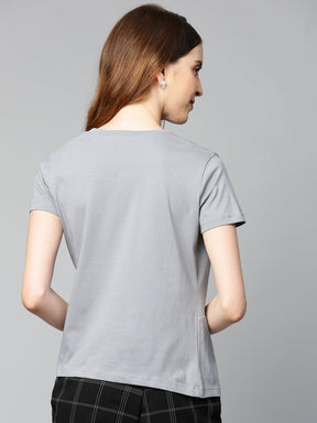 Grey Twisted Knot Regular T-Shirt