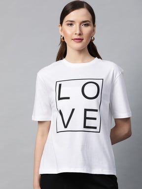 White Love-Print T-shirt-T-Shirts-SASSAFRAS