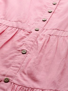 Pink Sleeveless Tiered Dress