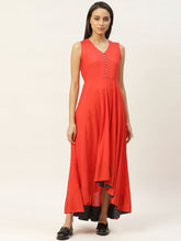 Red High Low Anarkali Maxi Dress-Dress-SASSAFRAS