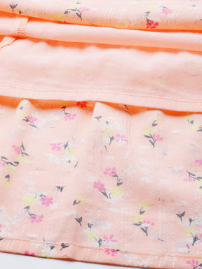 Peach Floral Tiered Midi Dress