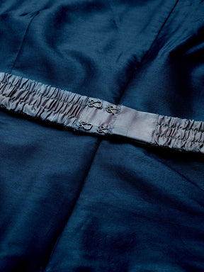 Teal Contrast Border Embroidered-Belt Anarkali Maxi