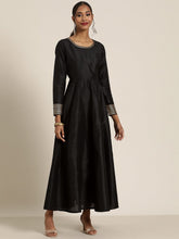 Women Black Gota Detail Anarkali Maxi Dress-Dress-SASSAFRAS
