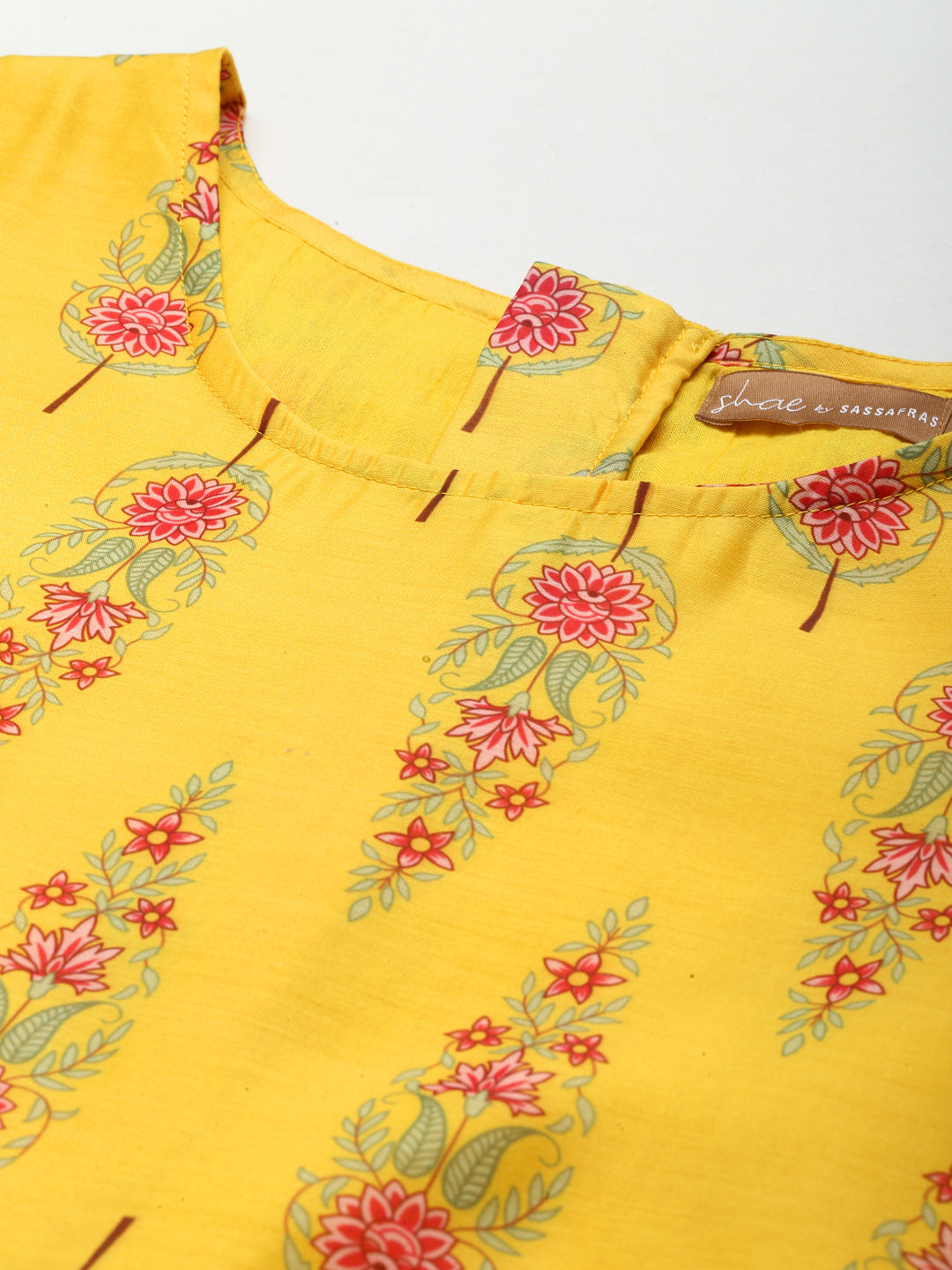 Women Yellow Floral Aanrkali Dress