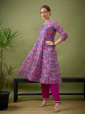 Purple Floral Anarkali Maxi Dress -Shae by SASSAFRAS