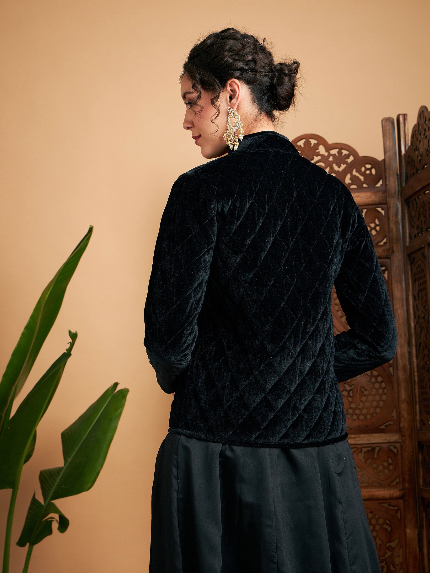 Black Velvet Quilted Jacket-Shae by SASSAFRAS