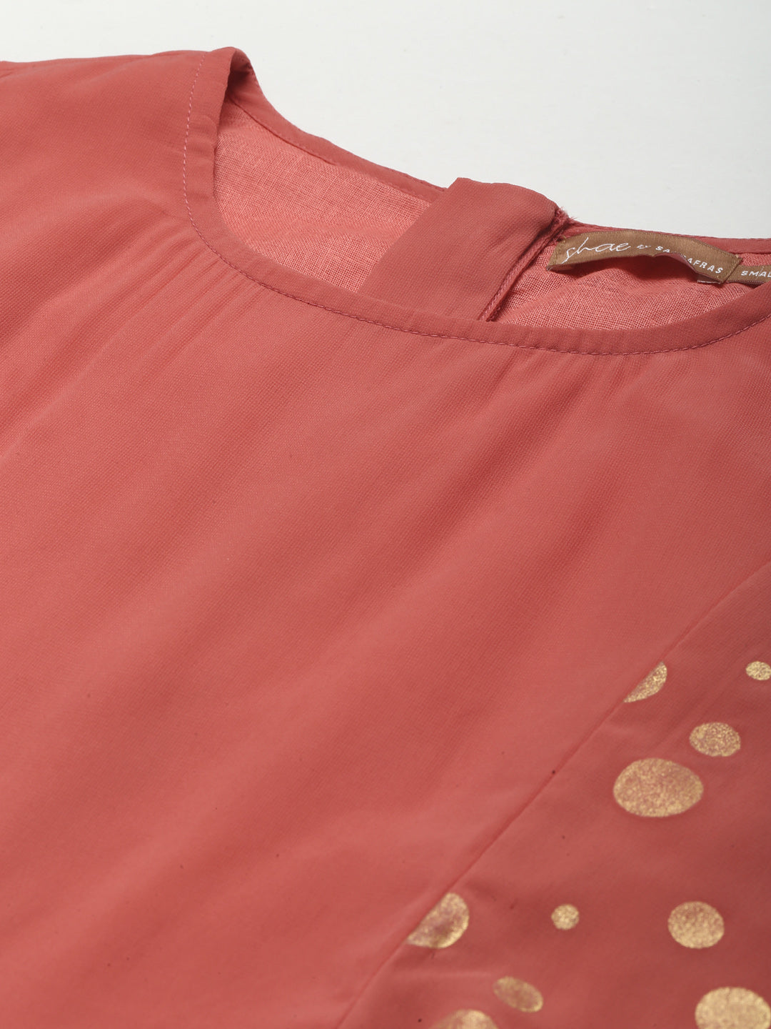 Women Rust Foil Print Flared Sleeve Jumpsuit