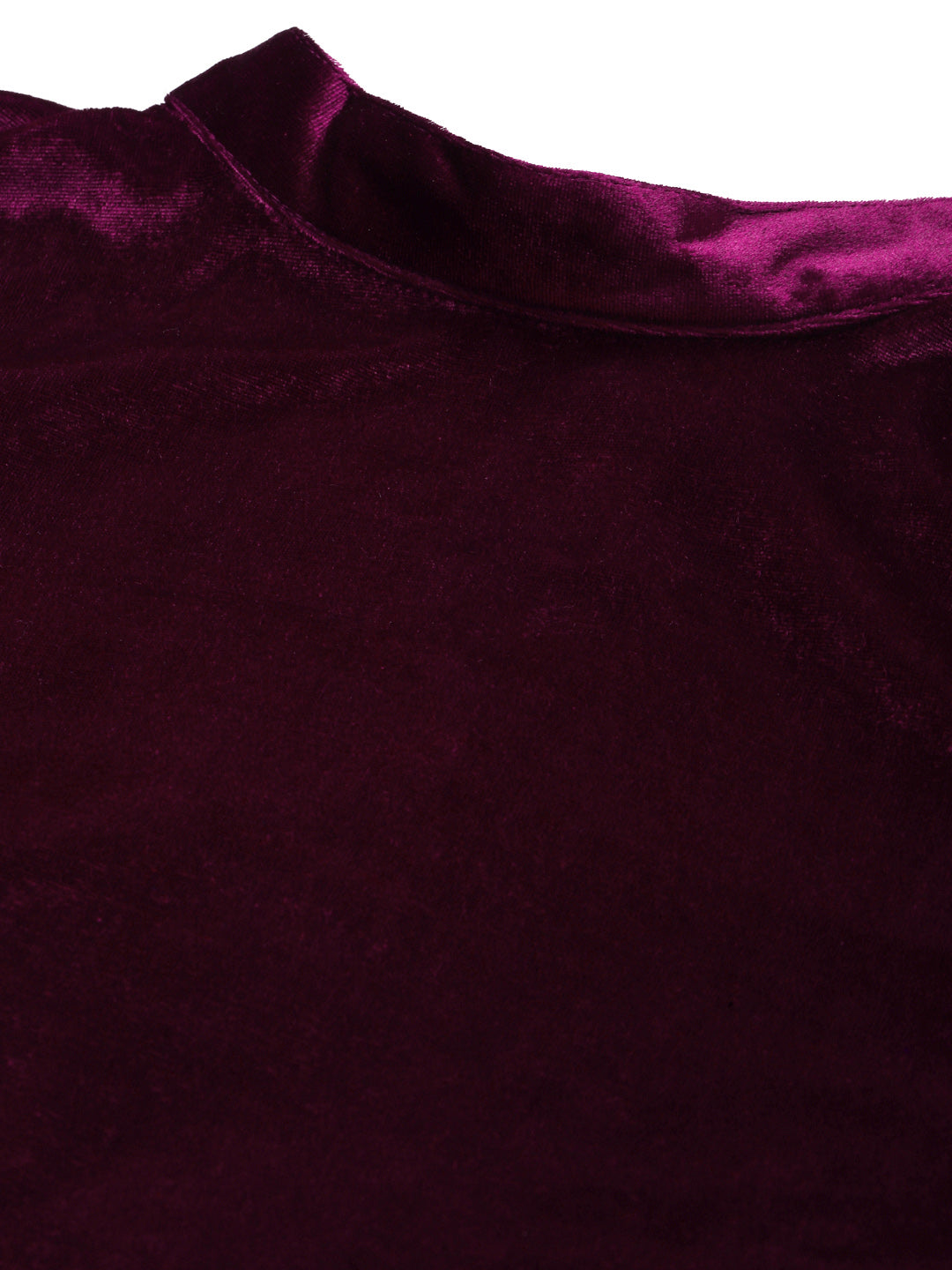 Purple Velvet Zari Embroidered Belt Short Kurta