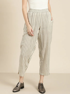 Grey Striped Pants-Pants-SASSAFRAS