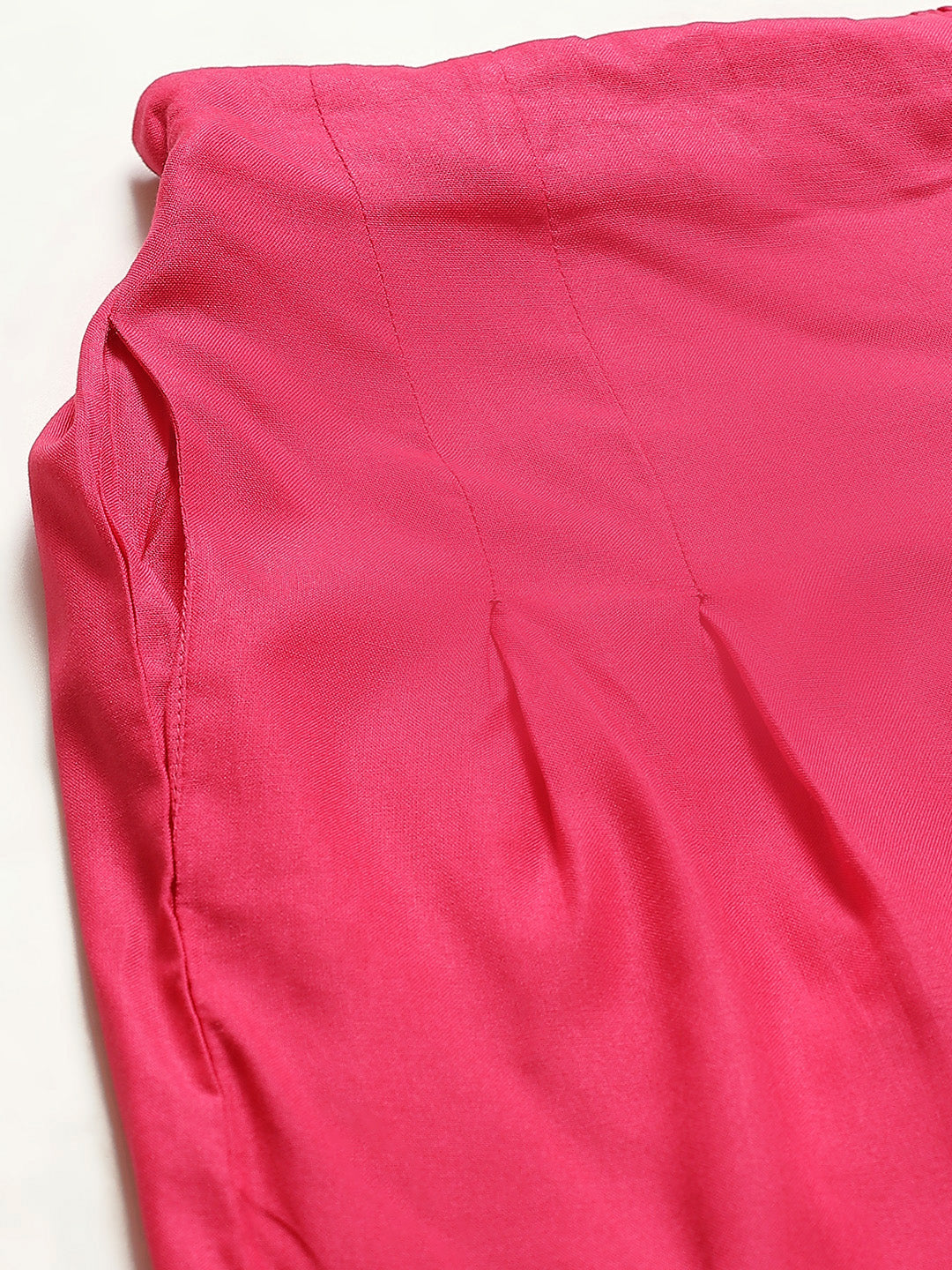 Fuchsia Front Button Pleated Culottes