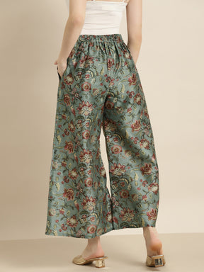 Olive Floral Palazzo Pants