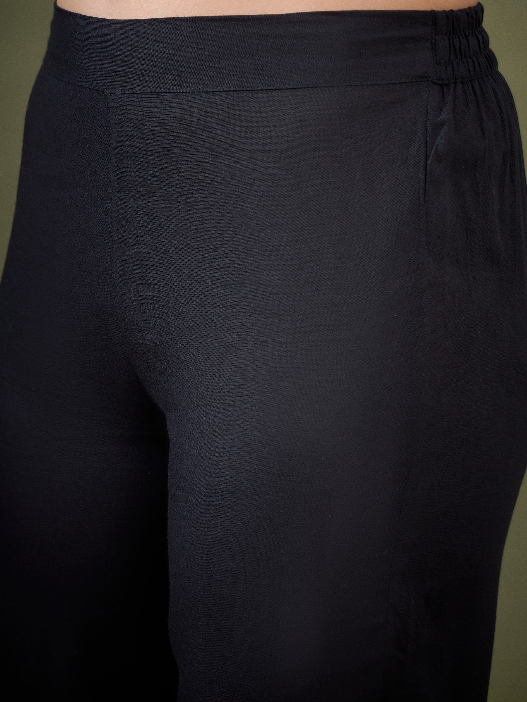 Black Zari Embroidered Kurta with Pants-Shae by SASSAFRAS
